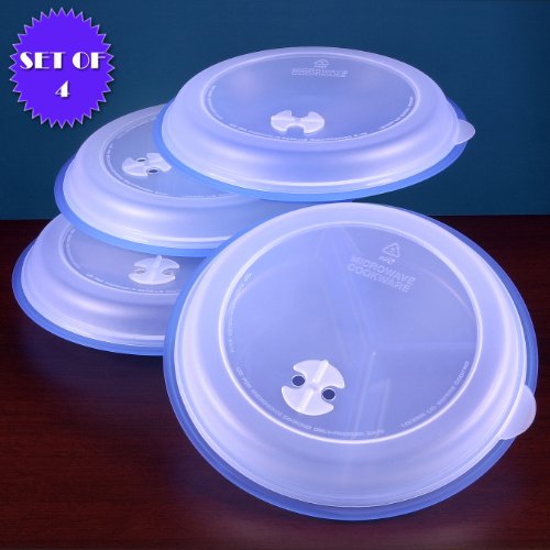 0989898232314 - MICROWAVE DIVIDED PLATES WITH VENTED LIDS - (SET OF 4 BLUE)
