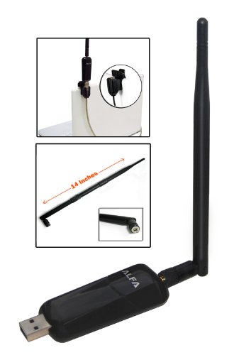 0989898266500 - 1000MW 1W 802.11G/N HIGH GAIN USB WIRELESS G / N LONG-RANG WIFI NETWORK ADAPTER - DONGLE WITH ORIGINAL ALFA 5DBI AND 9DBI RUBBER ANTENNA AND USB DONGLE CLIP, SUCTION CUP AND EXTENSION CABLE FOR EASY USE