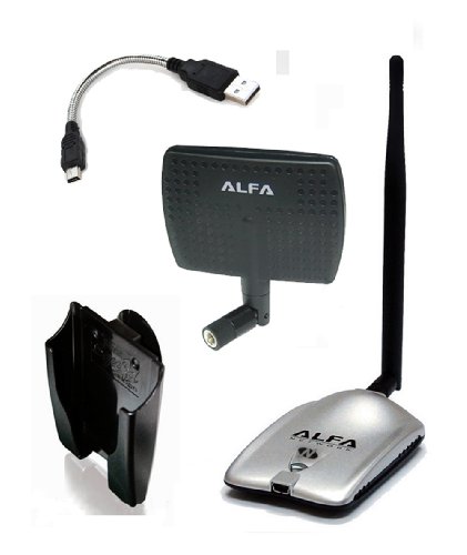 0989898266807 - ALFA AWUS051NH 500MW HIGH GAIN 802.11A/B/G/N HIGH POWER WIRELESS USB A / B / G / N WIRELESS WIFI NETWORK ADAPTER WITH A 5DBI RUBBER ANTENNA, 7DBI PANEL ANTENNA, MINI BENDABLE FLEX CABLE AND SUCTION CUP / CLIP WINDOW MOUNT - HIGH SPEED UP TO 300 MBPS - WI