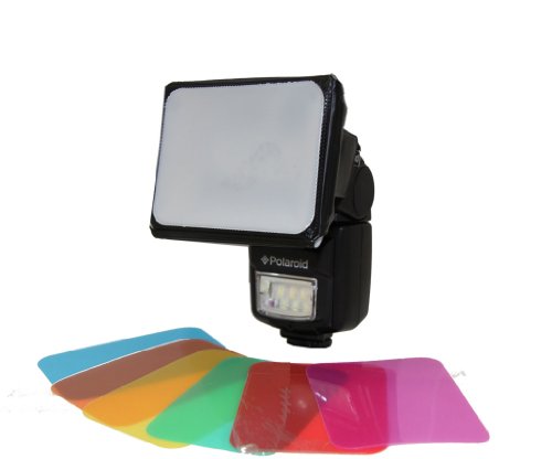 0989898364954 - POLAROID UNIVERSAL GEL SOFT BOX DIFFUSER (INCLUDES BLUE, RED, GREEN, AMBER, YELLOW & PINK GELS) FOR THE CANON DIGITAL EOS REBEL SL1 (100D), T5I (700D), T5 (1200D), T4I (650D), T3 (1100D), T3I (600D), T1I (500D), T2I (550D), XSI (450D), XS (1000D), XTI (4