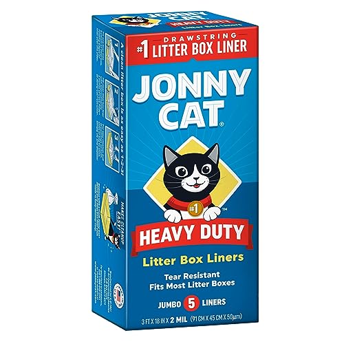 0099482430665 - JONNY CAT LITTER BOX LINERS: HEAVY DUTY - TEAR & LEAK RESISTANT - DRAWSTRING CLOSE - JUMBO, 5 COUNT