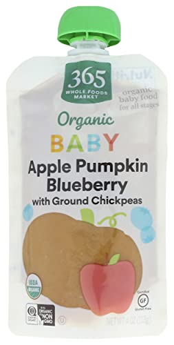 0099482490577 - 365 BY WHOLE FOODS MARKET, BABY FOOD APPLE PUMPKIN BLUEBERRY CHICKPEA ORGANIC, 4 OUNCE