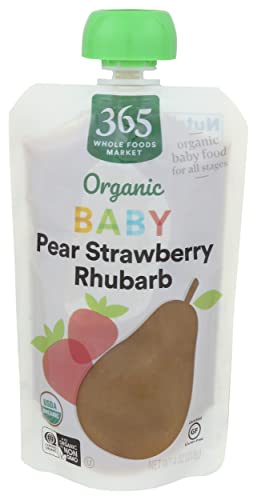 0099482490645 - 365 BY WHOLE FOODS MARKET, BABY FOOD PEAR STRAWBERRY RHUBARB ORGANIC, 4 OUNCE