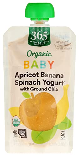 0099482490652 - 365 BY WHOLE FOODS MARKET, ORGANIC BABY FOOD, APRICOT BANANA SPINACH YOGURT WITH GROUND CHIA, 4 OUNCE