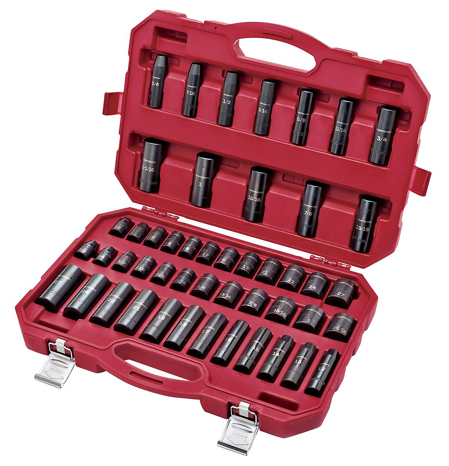 0099575165481 - 48PC MASTER LASER IMPACT SOCKET ACCESSORY SET WITH PORTABLE CASE, 1/2 DRIVE, INCH/METRIC