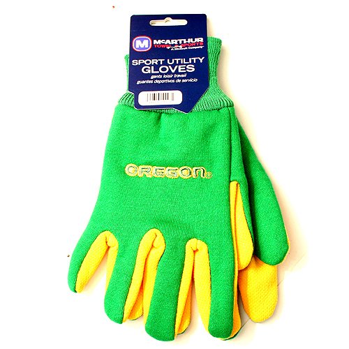 0099606190062 - OREGON DUCKS GREEN YELLOW KNIT JERSEY UTILITY GRIPPING ADULT GLOVES