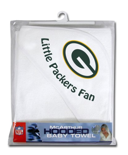 0099606802330 - NFL GREEN BAY PACKERS WHITE HOODED BABY TOWEL
