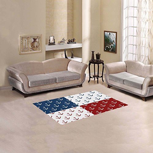 9976673344622 - CUSTOM HOME DECOR NAVY WHITE RED NAUTICAL ANCHOR AREA RUG INDOOR CARPET COVER 2'7''X1'8''