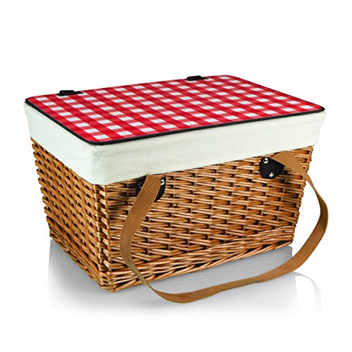 0099967335355 - PICNIC TIME CANASTA BASKET WITH RED CHECK LID, GRANDE