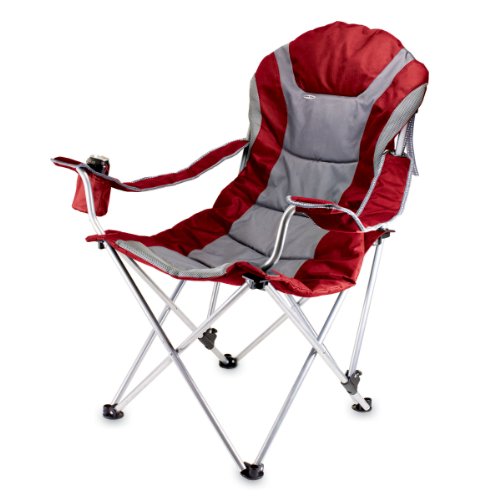 0099967337526 - PICNIC TIME PORTABLE RECLINING CAMP CHAIR, RED/GREY