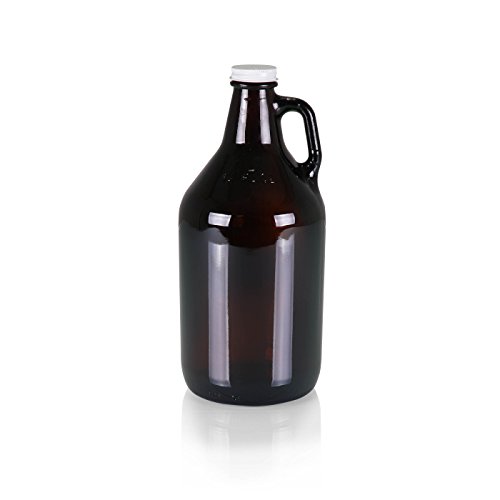 0099967390750 - PICNIC TIME 'AMBER GLASS GROWLER JUG' WITH HANDLE AND STEEL TWIST OFF LID, 64-OUNCE