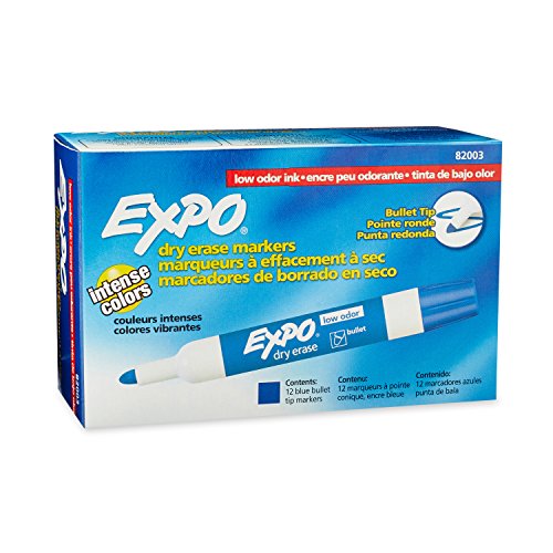0999992171341 - EXPO 2 LOW-ODOR DRY ERASE MARKERS, BULLET TIP, 12-PACK, BLUE