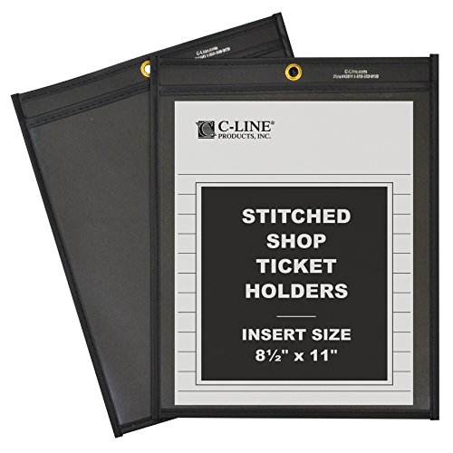 0999992477931 - C-LINE STITCHED SHOP TICKET HOLDERS WITH BLACK PRESSBOARD BACK, ONE SIDE CLEAR, 8.5 X 11 INCHES, 25 PER BOX