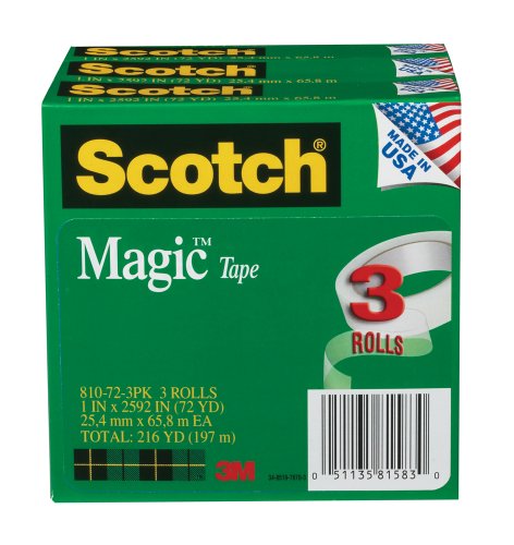 0999992563610 - SCOTCH MAGIC TAPE, 1 X 2592 INCHES, 3 ROLLS (810-72-3PK)