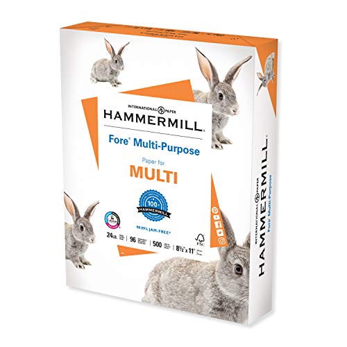 0999992685312 - HAMMERMILL PRINTER PAPER, FORE MULTIPURPOSE 24 LB COPY PAPER, 8.5 X 11 - 1 REAM (500 SHEETS) - 96 BRIGHT, MADE IN THE USA, 103283
