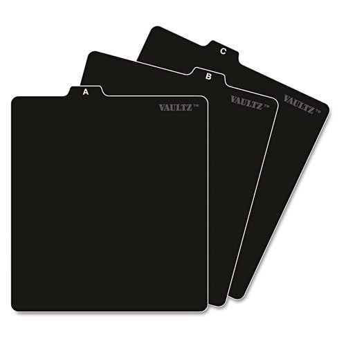 0999992723625 - VAULTZ A TO Z CD AND DVD STORAGE FILE GUIDES, 26 GUIDES PER BOX, BLACK (VZ01176)