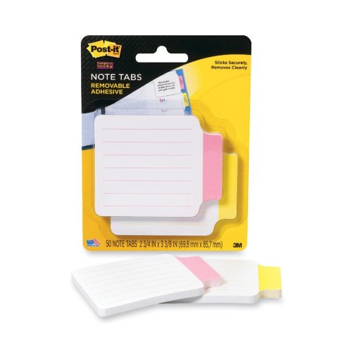 0999992787511 - POST-IT NOTE INFO TAB LABELS, 3-3/8 INCHES X 2-3/4 INCHES, 25 PER COLOR, CORAL, YELLOW (2200-RY)