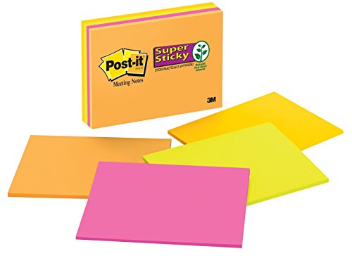 0999992791273 - POST-IT SUPER STICKY NOTES, 8 IN X 6 IN, RIO DE JANEIRO COLLECTION, 4 PADS/PACK, 45 SHEETS/PAD (6845-SSP)
