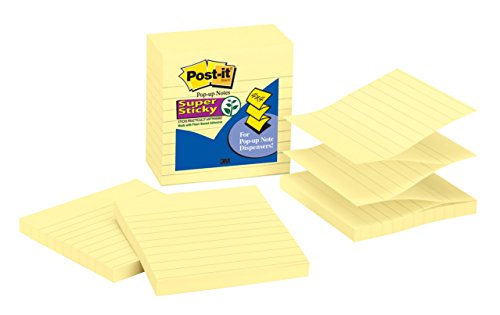 0999992794687 - POST-IT SUPER STICKY POP-UP NOTES, 4 X 4-INCHES, CANARY YELLOW, LINED, 5-PADS/PACK