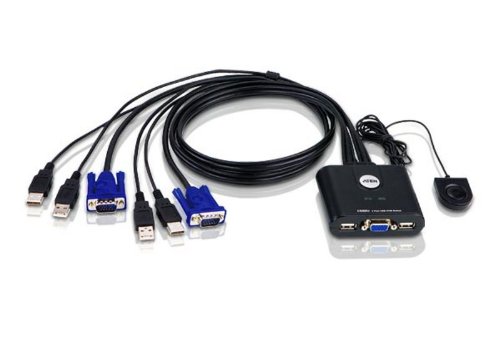 0999992833485 - ATEN 2-PORT USB 2.0 CABLE-BUILT-IN KVM SWITCH WITH REMOTE PORT SELECTOR CS22U (BLACK)