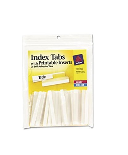 0999993012322 - AVERY INDEX TABS WITH PRINTABLE INSERTS, 2 INCHES, CLEAR, 25 TABS