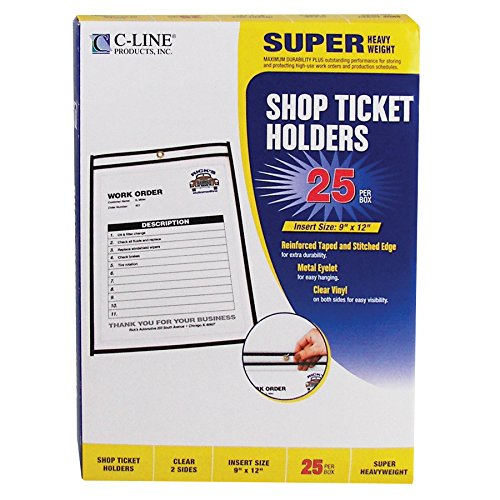 0999993893549 - C-LINE STITCHED SHOP TICKET HOLDERS, BOTH SIDES CLEAR, 9 X 12 INCHES, 25 PER BOX