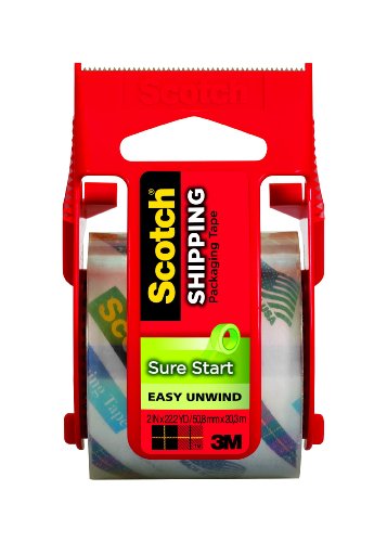 0999993981666 - SCOTCH SURE START SHIPPING PACKAGING TAPE WITH DISPENSER, 2 INCHES X 800 INCHES