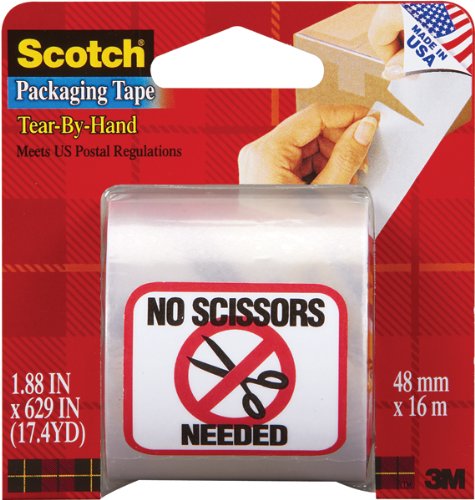 0999994576618 - SCOTCH TEAR BY HAND MAILING PACKAGING TAPE, 1.88 X 629 INCH, CLEAR