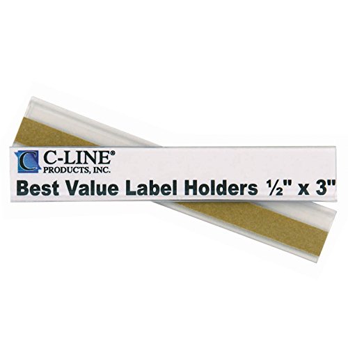 0999999414663 - C-LINE BEST VALUE PEEL AND STICK SHELF/BIN LABEL HOLDERS, INSERTS INCLUDED, 1/2 X 3 INCHES, 50 PER PACK