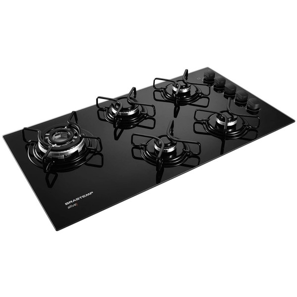 7891129224391 - COOKTOP À GÁS 5 BOCAS BRASTEMP BDD85AEUNA PRETO