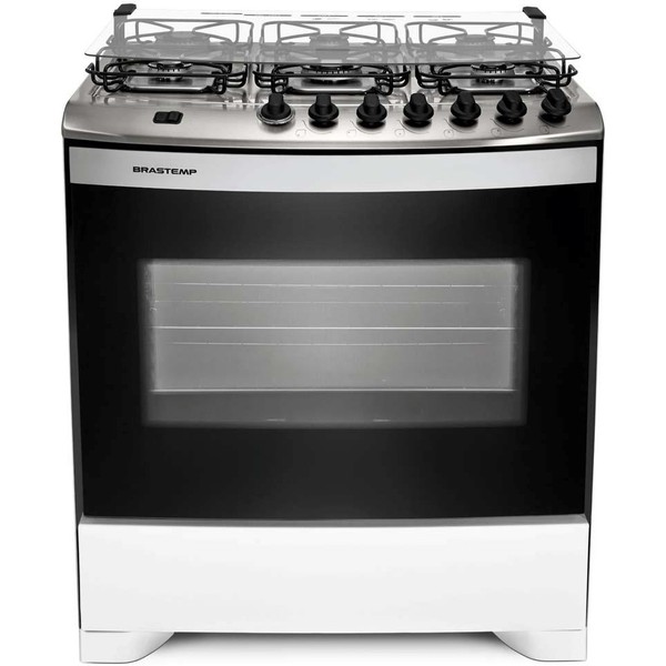 7891129233980 - FOGÃO BRASTEMP 6 BOCAS BFS6N BRANCO VIDRO INTERNO REMOVÍVEL