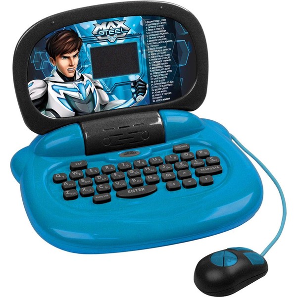 7897500580506 - LAPTOP INFANTIL MAX STEEL 8050 AZUL E PRETO COM 30 ATIVIDADES - CANDIDE