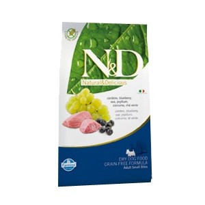 7898939952292 - FARMINA NATURAL AND DELICIOUS CANINE CORDEIRO BLUEBERRY ADULT SMALL BITES PACOTE 2,5 KG