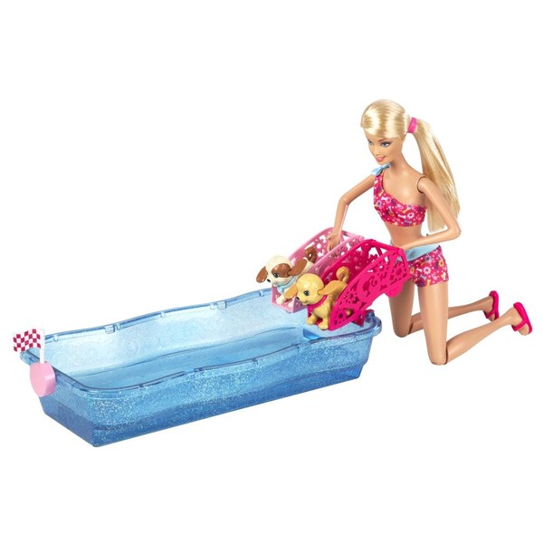 Barbie Corrida de Cachorrinhos Na Piscina, Brinquedo Barbie Usado 74580502