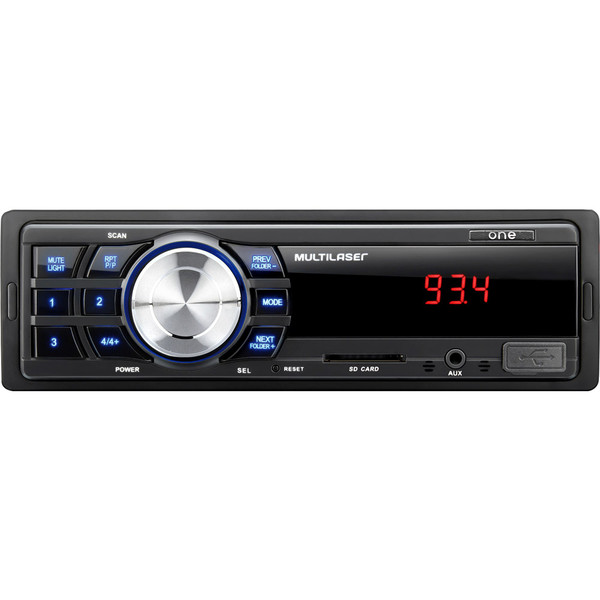 7898506461776 - MP3 PLAYER AUTOMOTIVO MULTILASER ONE - RÁDIO FM, ENTRADAS USB, SD E AUX