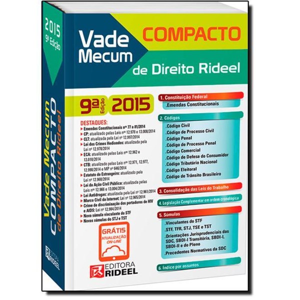 9788533933842 - VADE MECUM COMPACTO DE DIREITO RIDEEL - EQUIPE RIDEEL