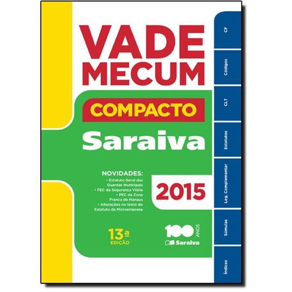 9788502225893 - VADE MECUM COMPACTO SARAIVA 2015 - ESPIRAL